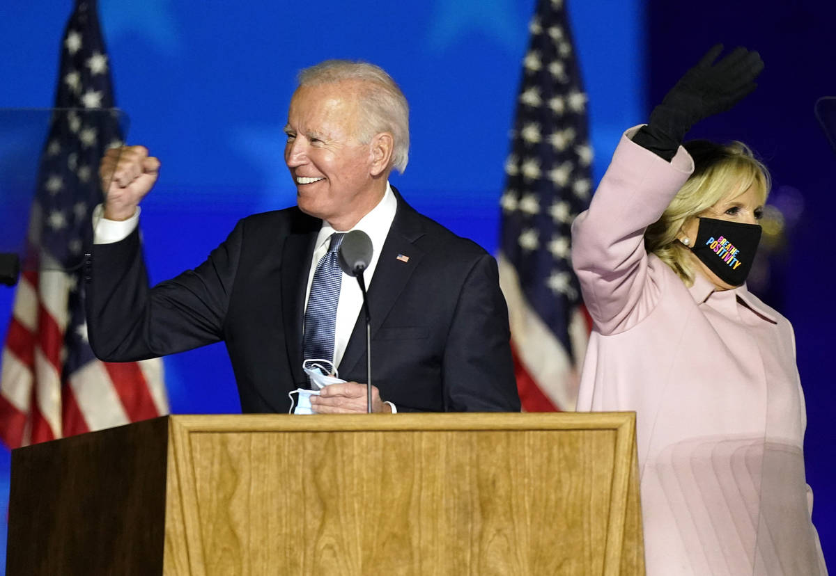Democratic presidential candidate former Vice President Joe Biden arrives with his wife Jill Bi ...