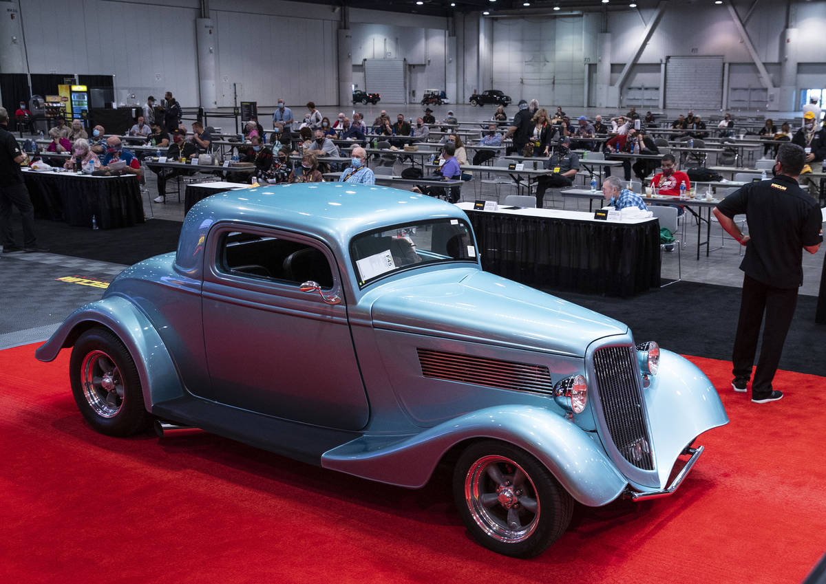 A 1934 Ford Coup is displayed to be auctioned at the Las Vegas Convention Center where Mecum Au ...
