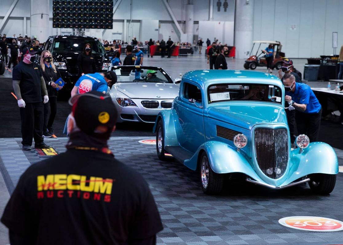 Classic cars, including a 1934 Ford Coup are displayed to be auctioned at the Las Vegas Convent ...