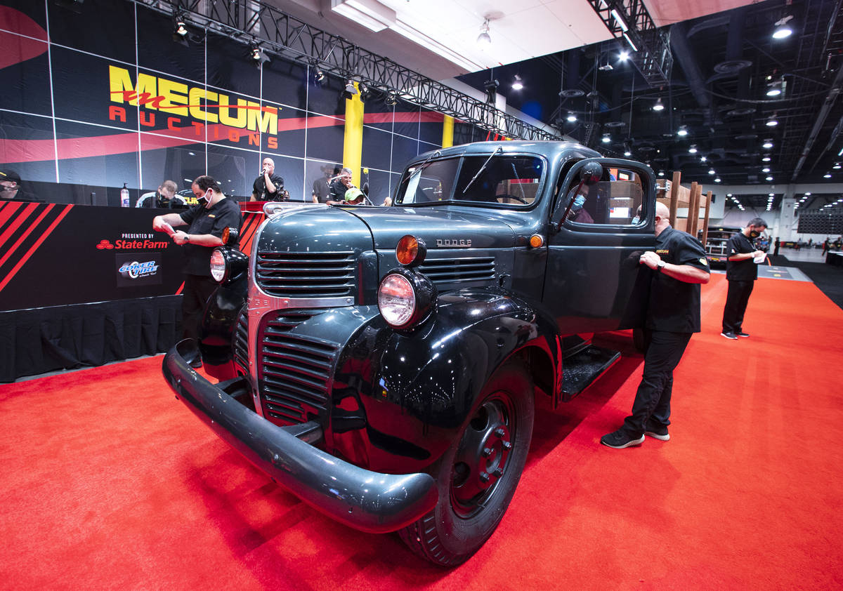 A 1946 Dodge VF21 pickup truck is displayed to be auctioned at the Las Vegas Convention Center ...