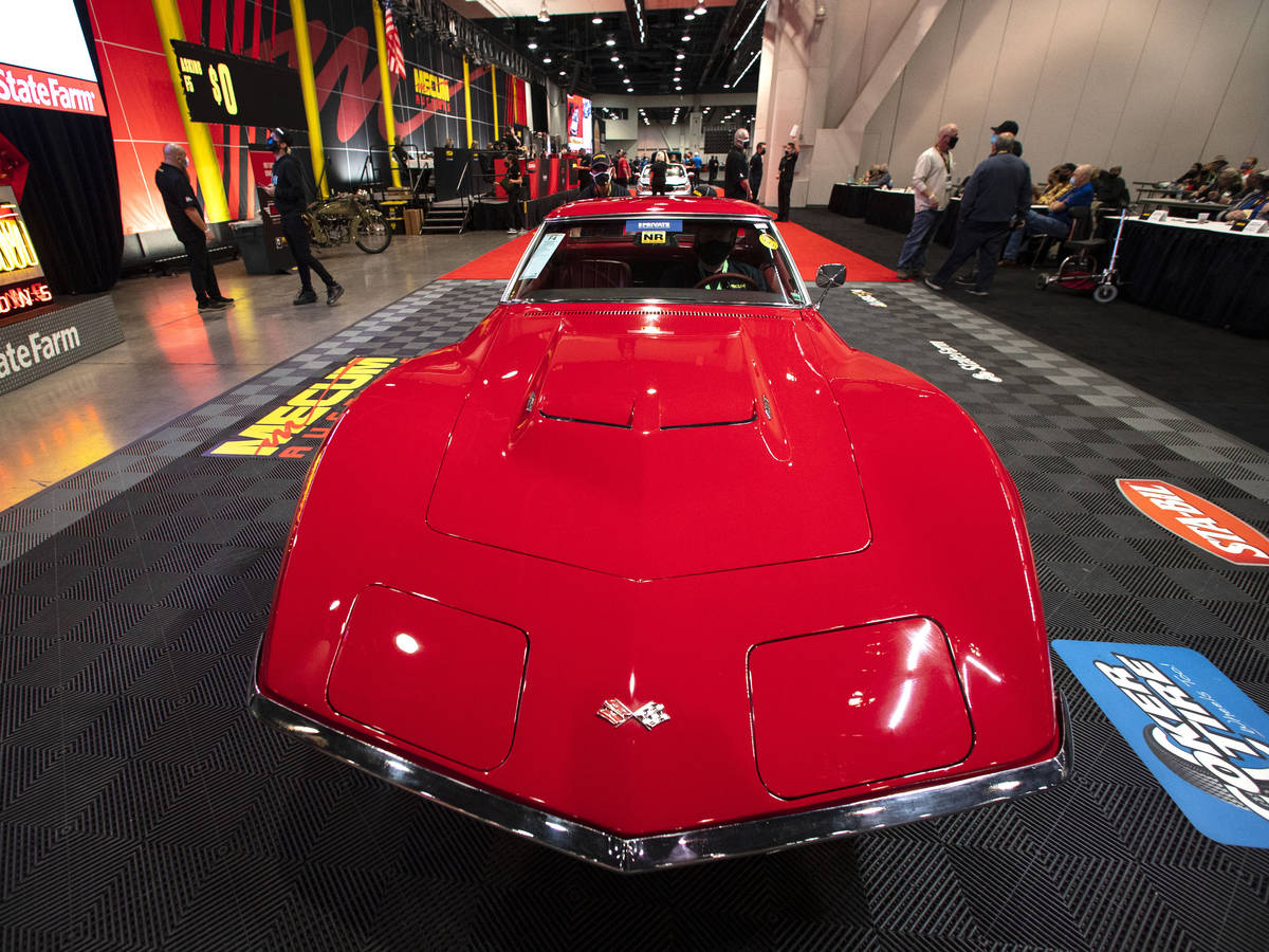 A 1968 Chevy Corvette Convertible is displayed to be auctioned at the Las Vegas Convention Cent ...