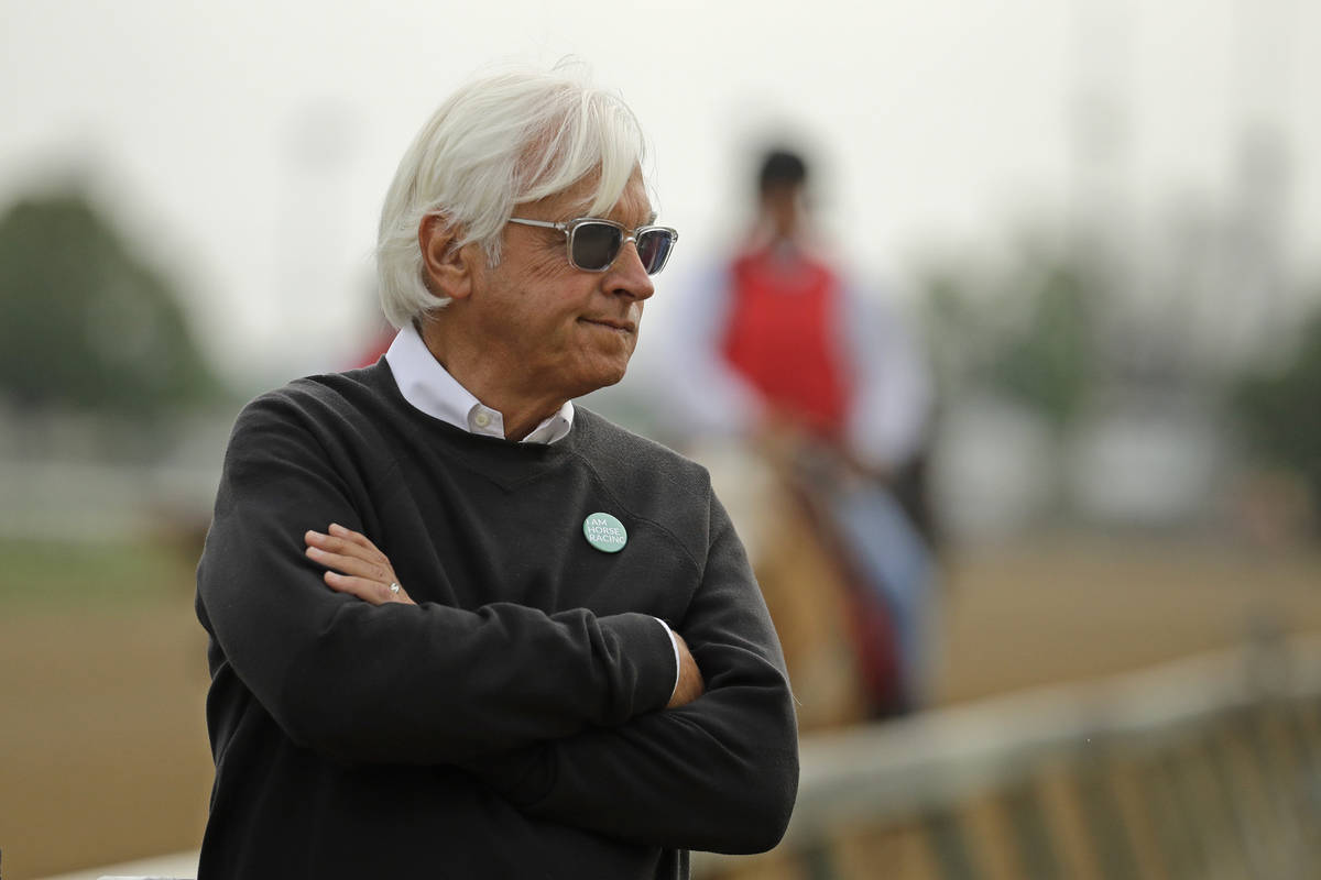 FILE - In this May 1, 2019, file photo, trainer Bob Baffert watches his Kentucky Derby entrant ...