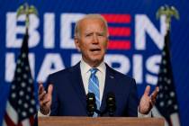 Democratic presidential candidate former Vice President Joe Biden speaks, Wednesday, Nov. 4, 20 ...