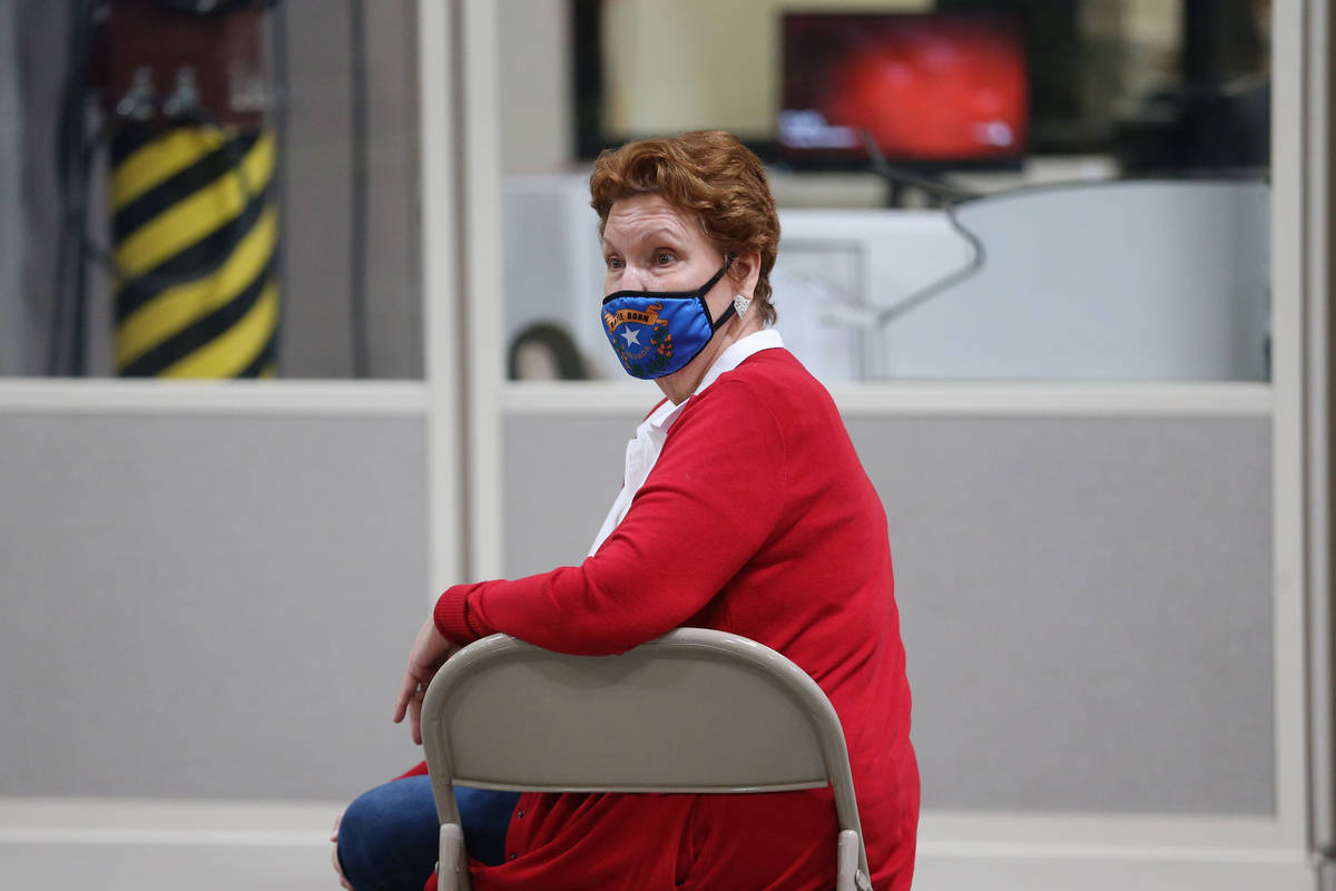 Donna West, former chair of the Clark County Democratic Party, serves as an observer at the Cla ...