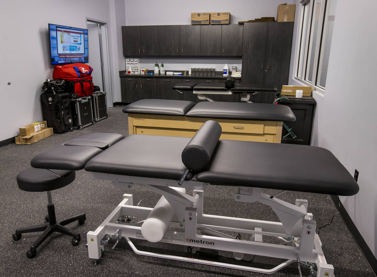 A medical facility during a media tour on opening day at the Henderson Silver Knights practice ...