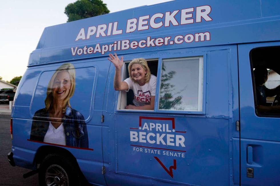 Republican April Becker campaigns for the Nevada state senate from a converted ice cream truck ...