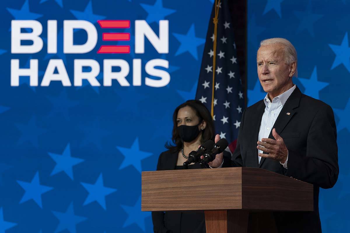 Democratic presidential candidate former Vice President Joe Biden, joined by Democratic vice pr ...