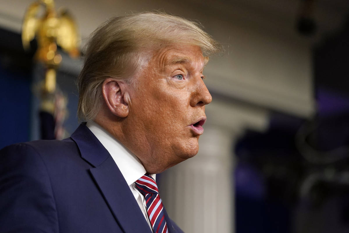 President Donald Trump speaks at the White House, Thursday, Nov. 5, 2020, in Washington. (AP Ph ...