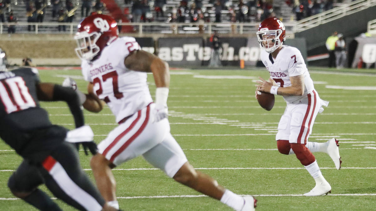 Oklahoma quarterback Spencer Rattler made this touchdown pass in the first half of an NCAA coll ...
