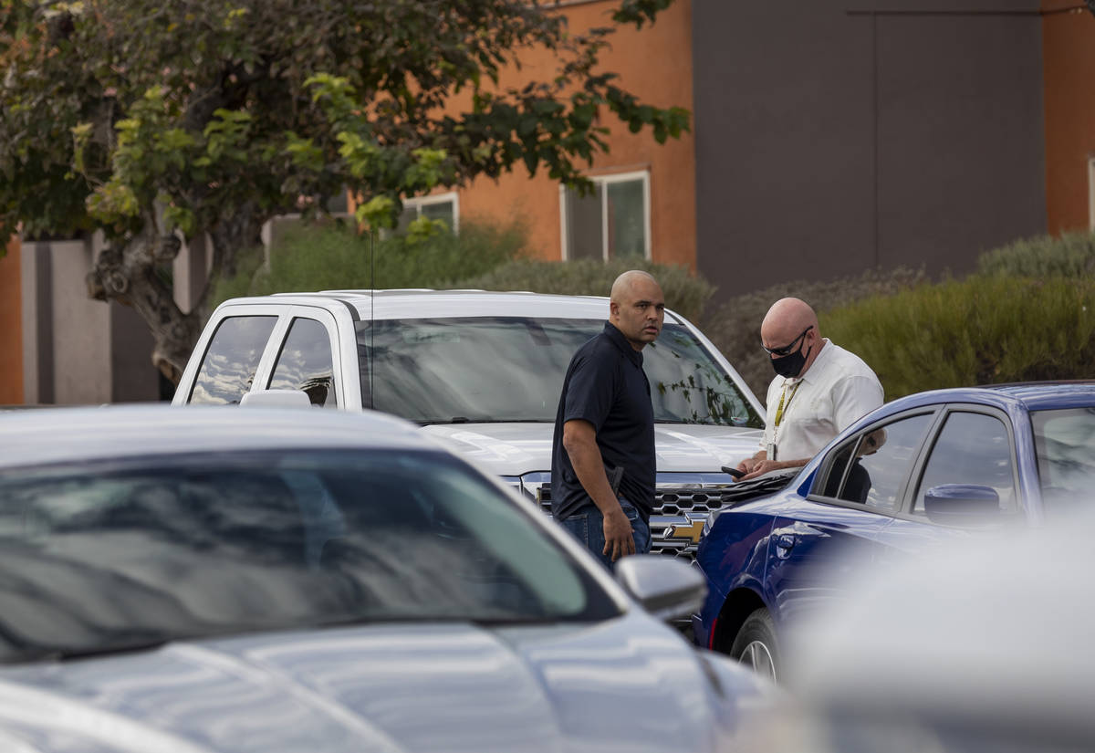 Las Vegas police investigate a double homicide involving two juveniles on the 1000 block of Sie ...