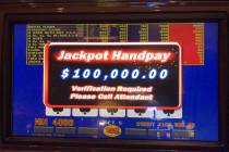 A local hit a royal flush for a $100,000 jackpot at Rampart Casino on Thursday, Nov. 5, 2020. ( ...