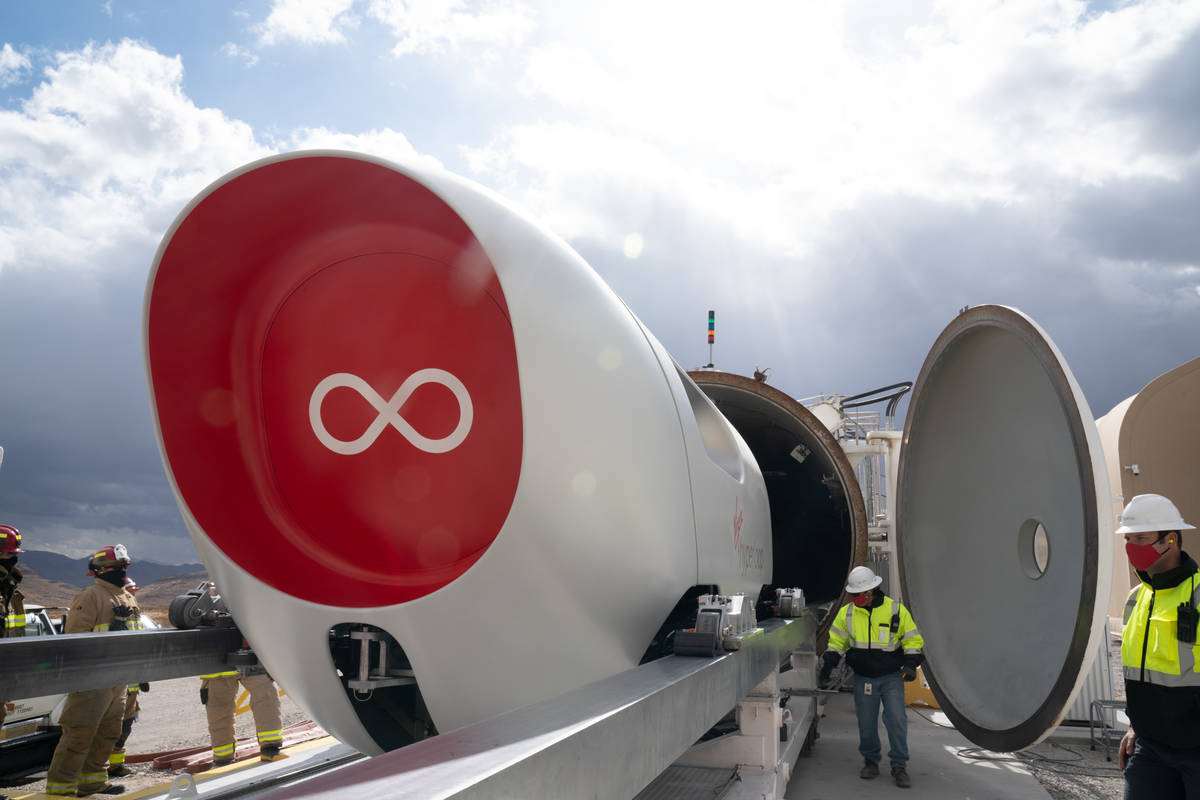 Virgin Hyperloop One's XP-2 vehicle was used during its first test of it's transit system with ...