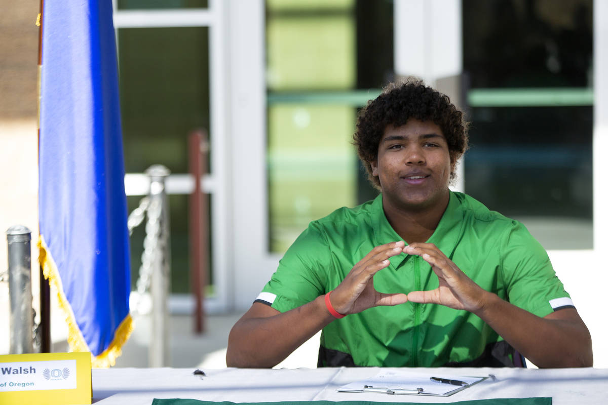 Baseball player Jacob Walsh commits to University of Oregon during a Signing Day ceremony at De ...