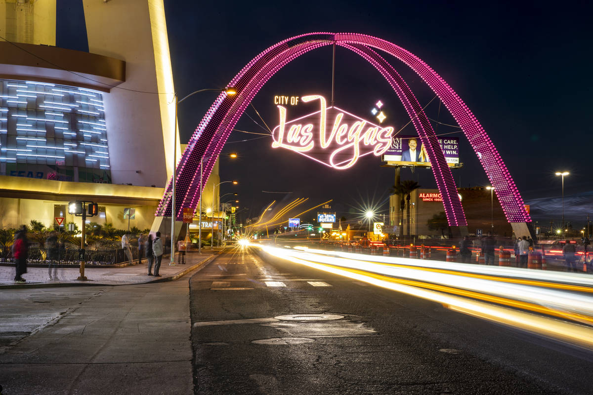 Downtown Las Vegas Gateway Arch is Officially Lit