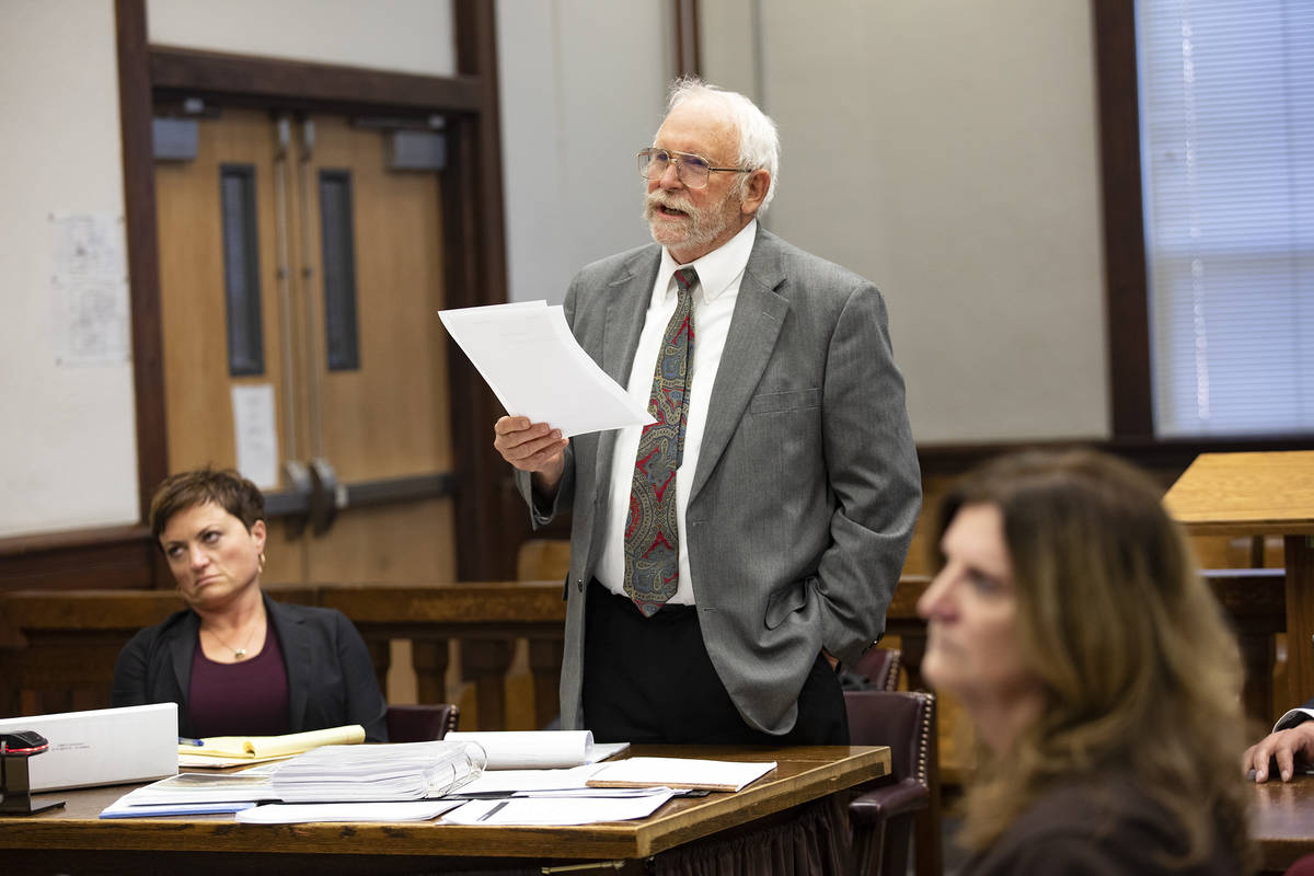 Richard Sears, who represents murder suspect John Dabritz, during cross examination of a witnes ...
