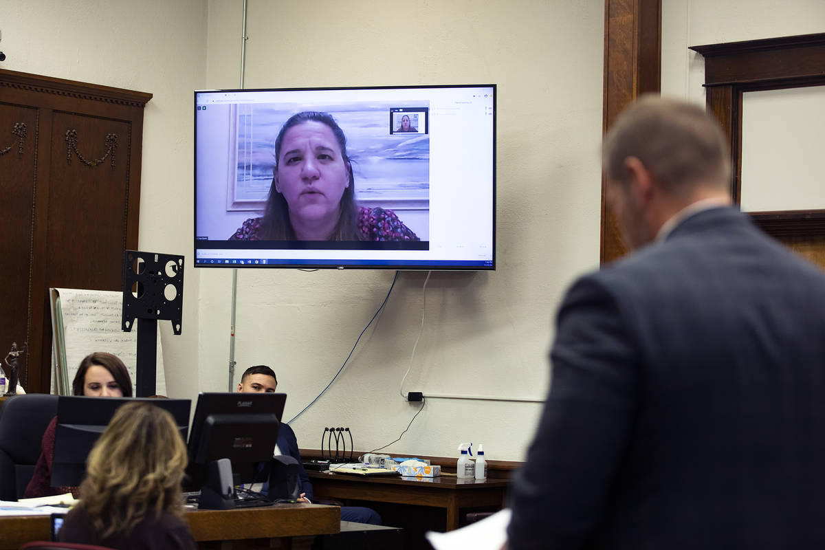 Dr. Lisa Gavin, a Clark County coroner's office medical examiner, testifies about Nevada Highwa ...