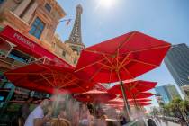 In this Aug. 7, 2020, file photo, guests dine at Mon Ami Gabi at Paris Las Vegas on the Strip. ...