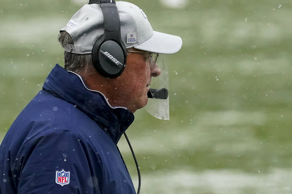 Denver Broncos head coach Vic Fangio looks on against the Kansas City Chiefs during a football ...