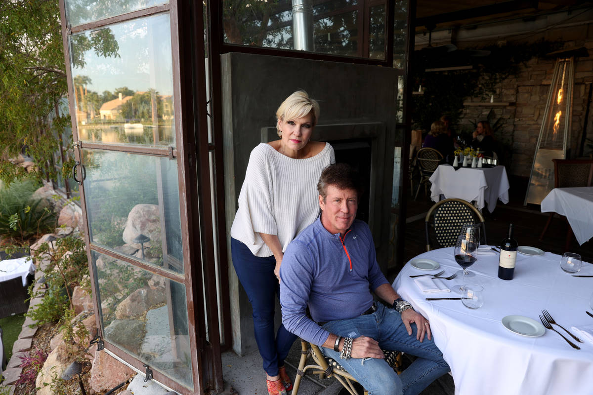 Jeff and Rhonda Wyatt, owners of Marche Bacchus French Bistro & Wine Shop, at their lakesid ...