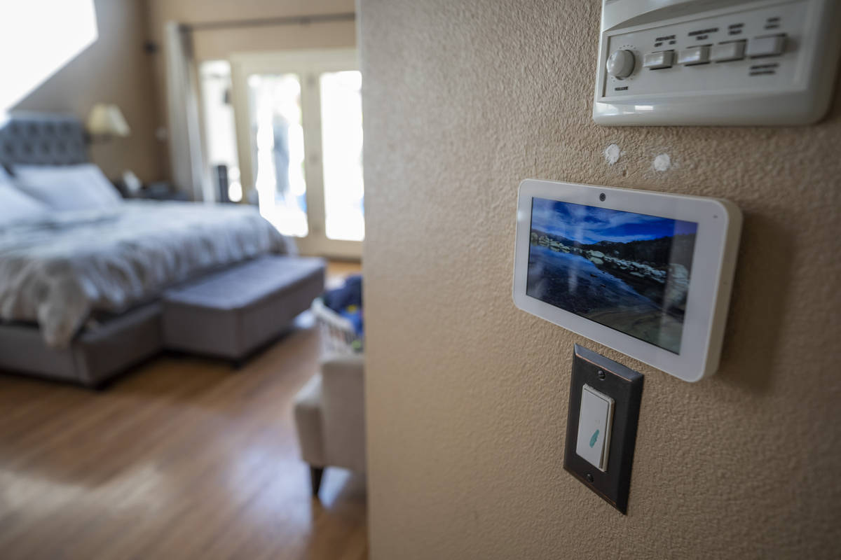 An ADT security system is seen during the installation process, in a home in Las Vegas on Nov. ...