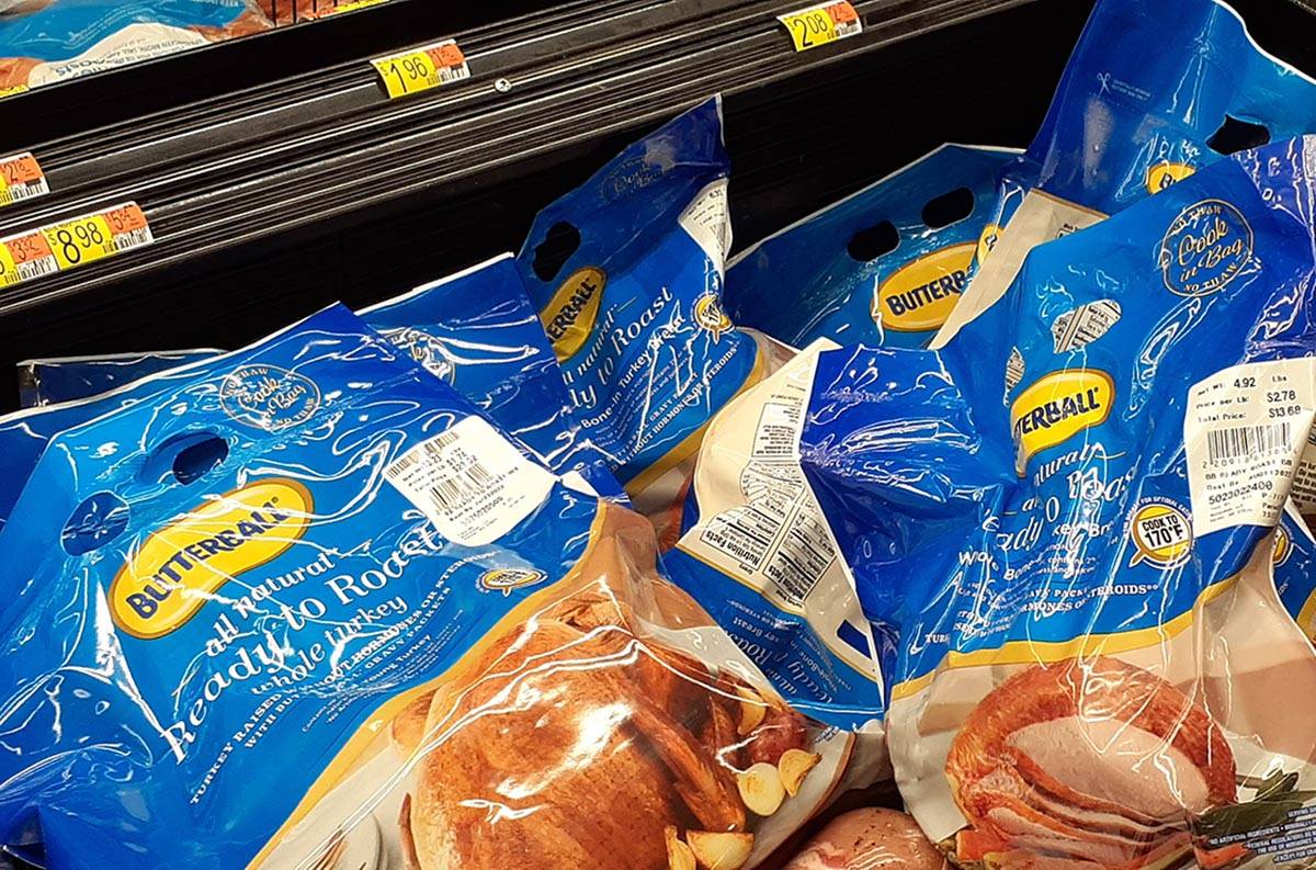 Turkeys appeared to be in good supply at a Henderson Walmart on Friday, Nov. 13, 2020. (Marvin ...