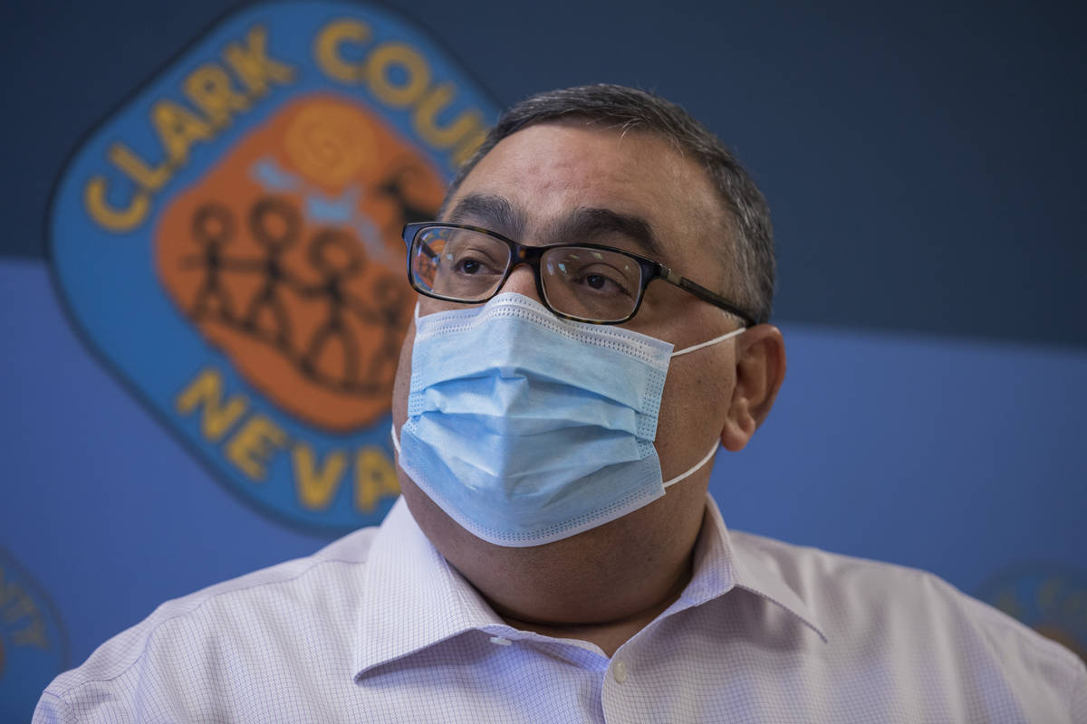 County Registrar of Voters Joe Gloria gives a media briefing at the Clark County Election depar ...