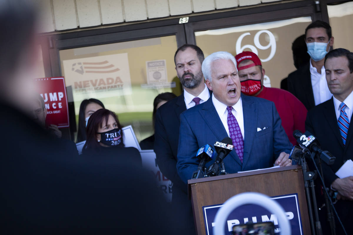 Matt Schlapp, chairman of the American Conservative Union, gives a press conference with Nevada ...