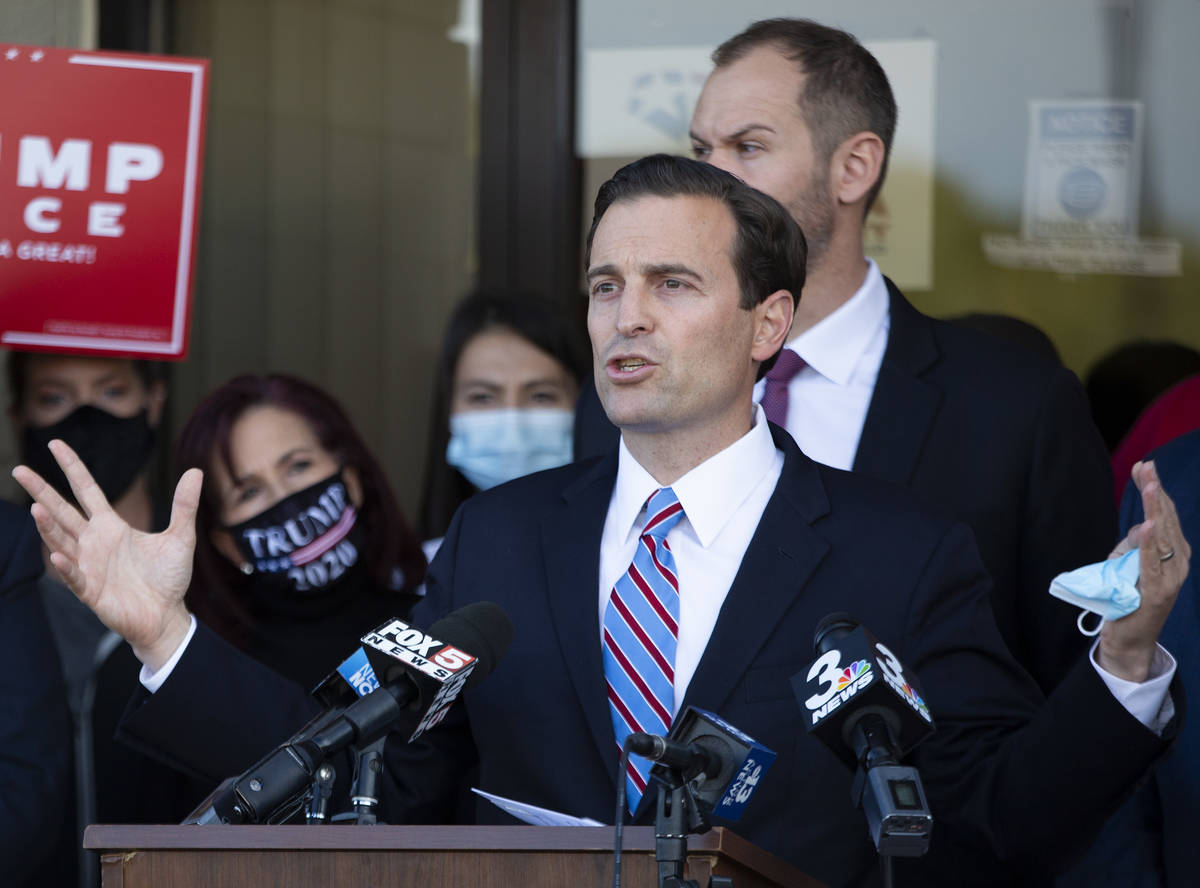 Adam Laxalt, former attorney general of Nevada, announces a new elections lawsuit against Clark ...