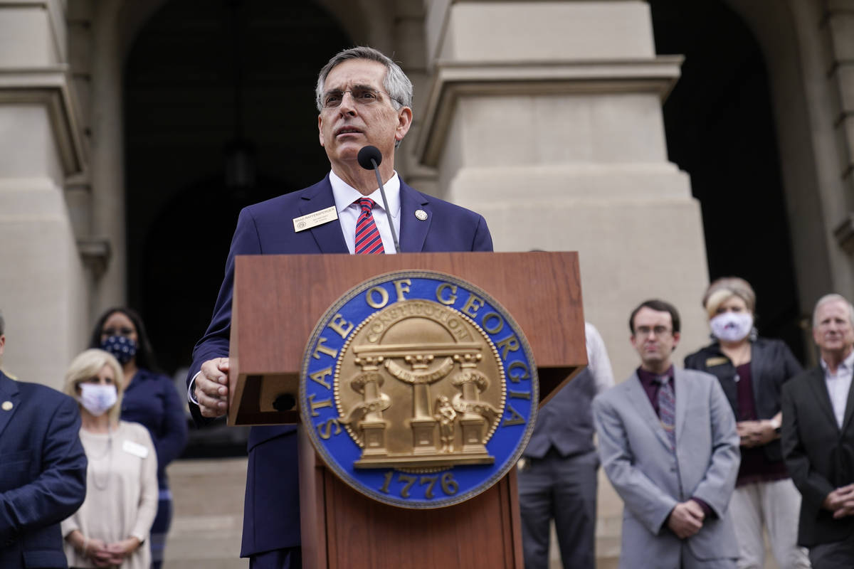 FILE - In this Wednesday, Nov. 11, 2020, file photo, Georgia Secretary of State Brad Raffensper ...