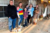 Keith Michael, left, poses with his children, from left, Jessica, Hunter, Houston, Sara and Hol ...
