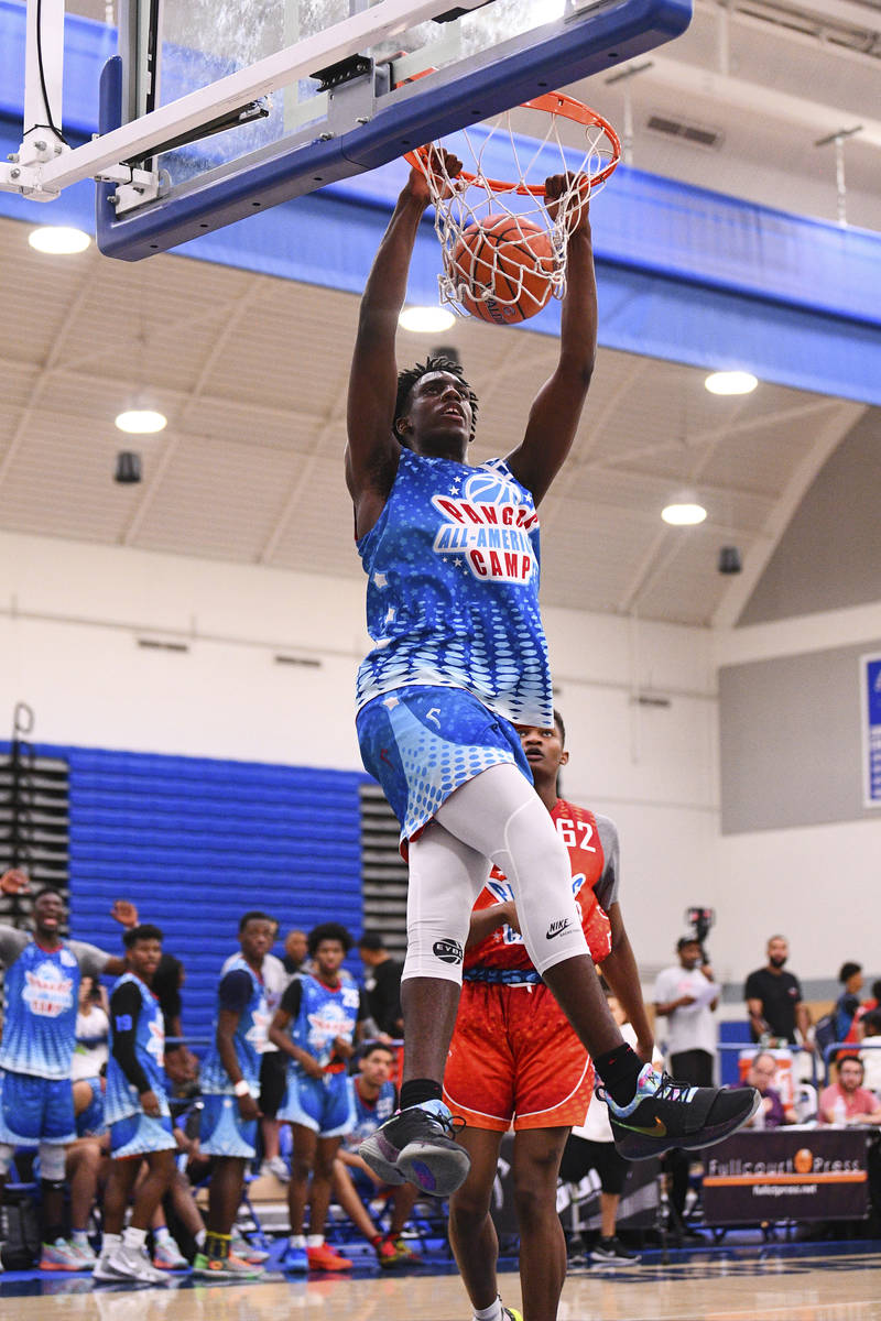 NORWALK, CA - JUNE 02: Arthur Kaluma from Universal Academy dunks the ball during the Pangos Al ...