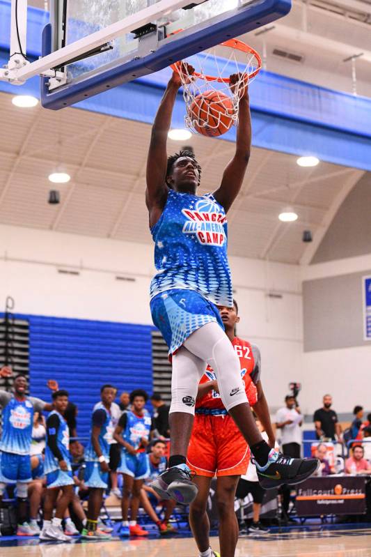 NORWALK, CA - JUNE 02: Arthur Kaluma from Universal Academy dunks the ball during the Pangos Al ...