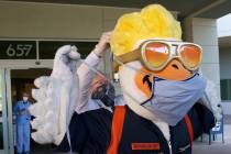 Las Vegas Aviators mascot Spruce will be on hand for a Wednesday food drive to benefit Three Sq ...