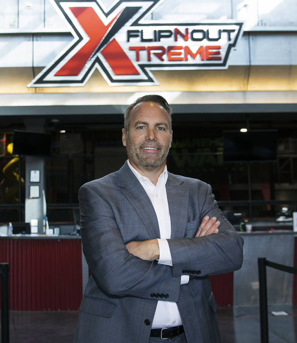 Nelson Tressler, owner of FlipNOut Extreme, poses for a photo on Nov. 18, 2020, in Las Vegas. T ...