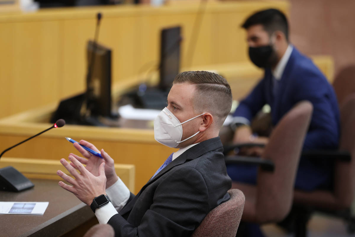 Chief Deputy District Attorney Michael Dickerson speaks during the fact finding review in the d ...