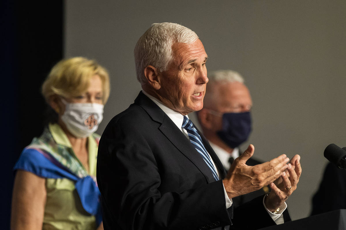 Vice President Mike Pence with White House coronavirus response coordinator Dr. Deborah Birx, l ...
