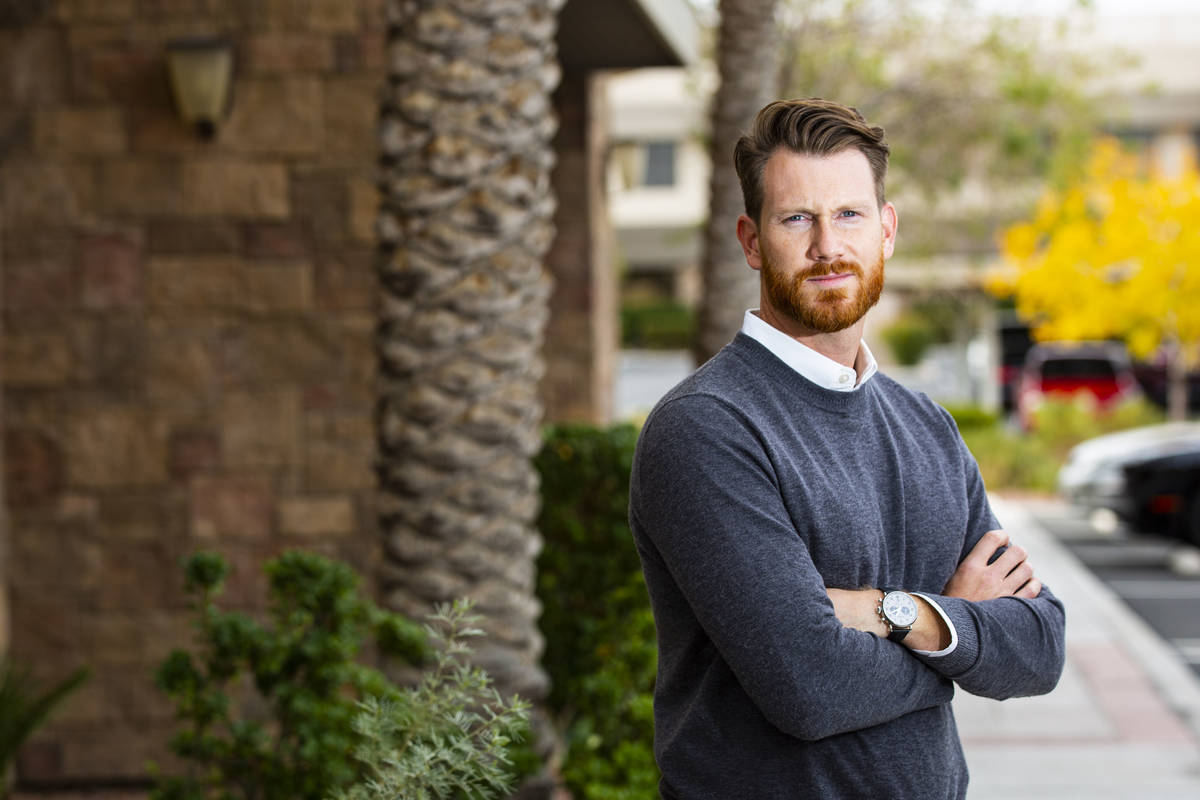 Taylor Verhaalen, president of Stout Property Management, poses for a portrait outside in Las V ...