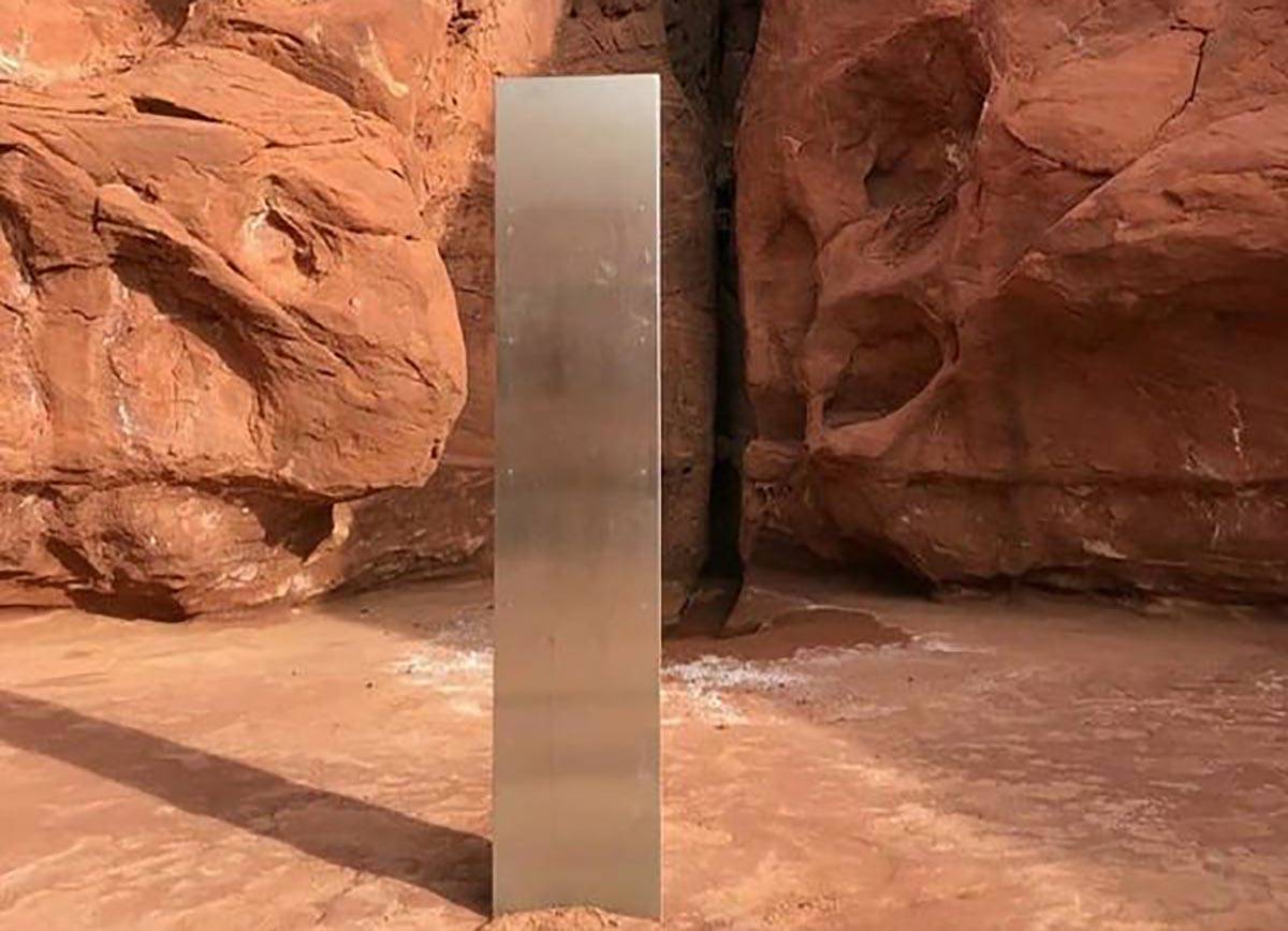 A metal monolith planted in a remote southeast Utah canyon was discovered last week by a Utah D ...