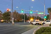 A vehicle is prepared to be towed from the scene of a fatal collision on Tuesday, Nov. 24, 2020 ...