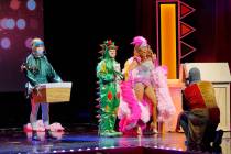 Piff The Magic Dragon (John van der Put), the Squire (Brett Alters), showgirl Jade Simone and c ...