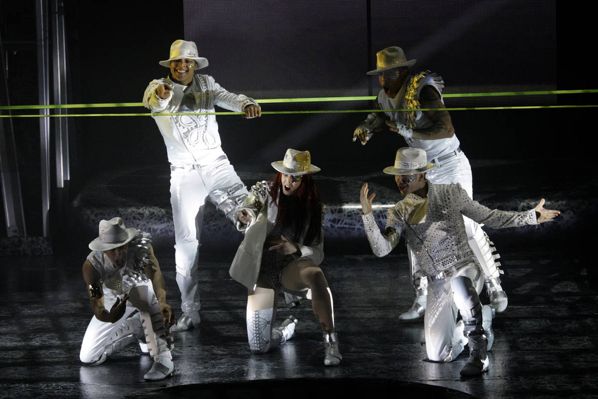 Cirque du Soleil performers debut part of the new Michael Jackson One show at Mandalay Bay in t ...