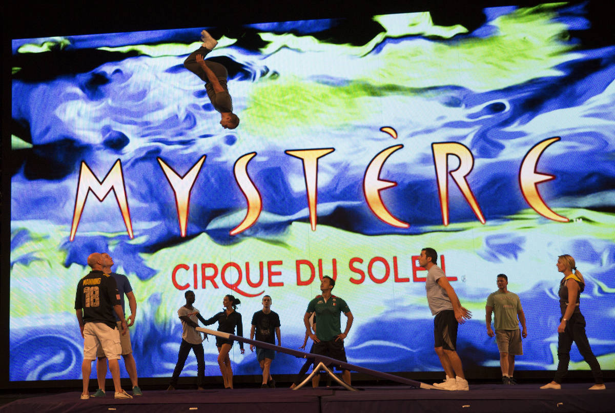 Artists from Cirque du Soleil rehearse for a special performance at Life is Beautiful set for S ...