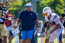In this Thursday, Aug. 15, 2019, file photo, Los Angeles Chargers special teams coach George St ...