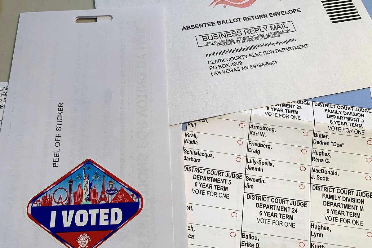 A mail-in ballot for the primary election. (Hali Bernstein Saylor/Boulder City Review)