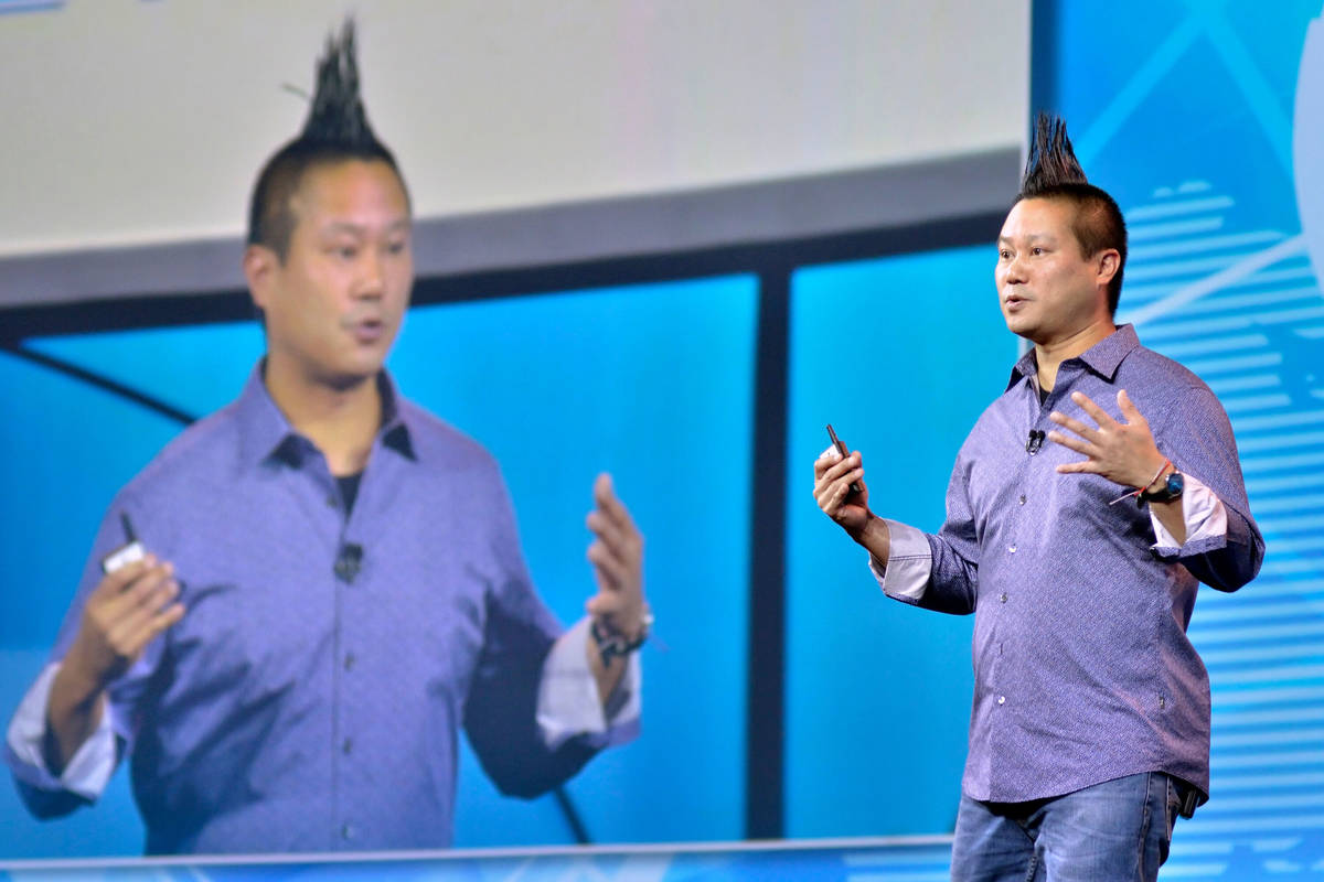In this June 15, 2018, file photo, Zappos CEO Tony Hsieh speaks at the Travel Leaders Network 2 ...