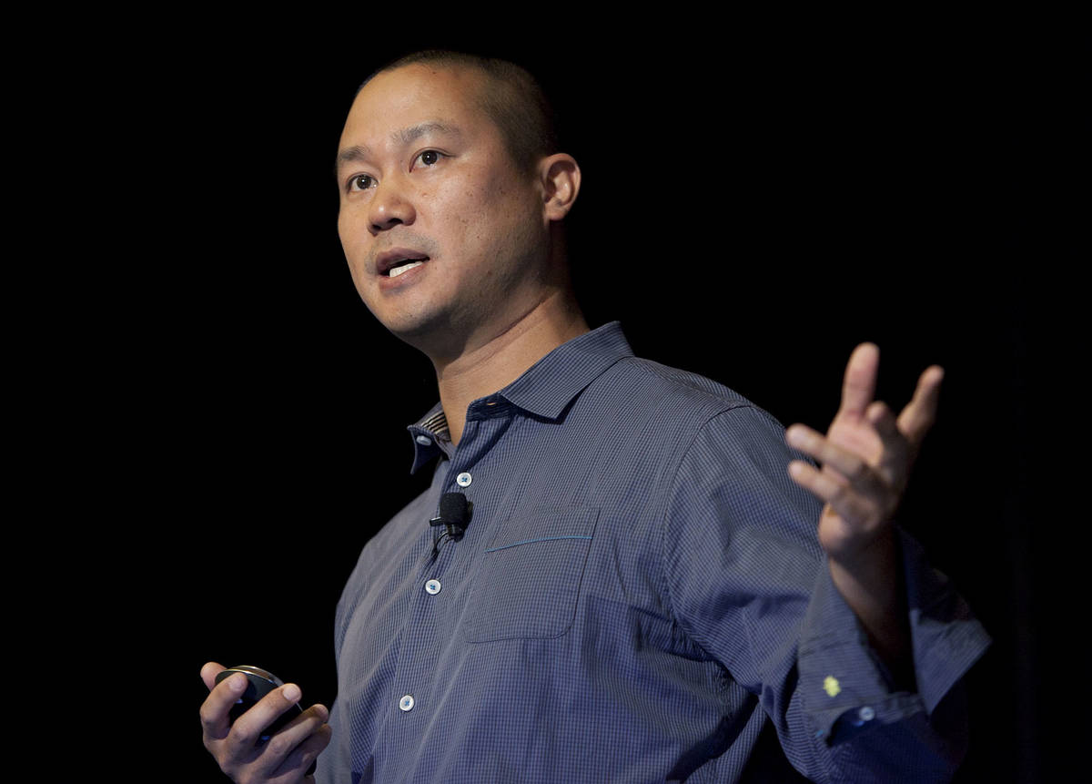 In this Sept. 30, 2013, file photo, Tony Hsieh speaks during a Grand Rapids Economic Club lunch ...