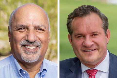 Stavros Anthony, left, and Ross Miller, candidates for Clark County Commission District C (Las ...