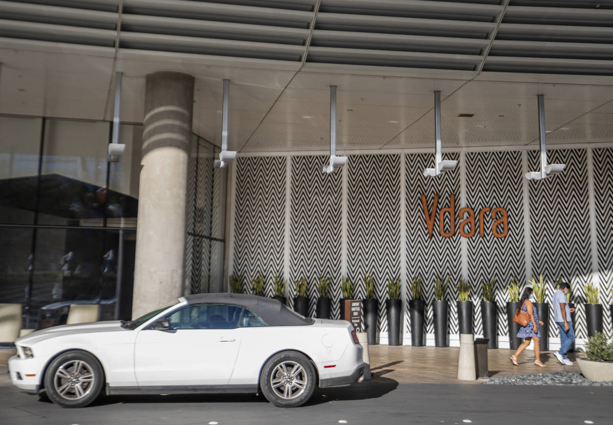 The Vdara Hotel and Spa is seen on the Las Vegas Strip, Thursday, Dec. 10, 2020. (Elizabeth Pag ...