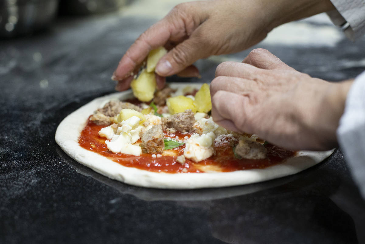 A Patatosa pizza from chef Floriana Pastore. (Ellen Schmidt/Las Vegas Review-Journal) @ellensch ...