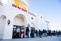 Customers begin to enter the new In-N-Out Burger restaurant Friday morning, Nov. 20, 2020, in n ...